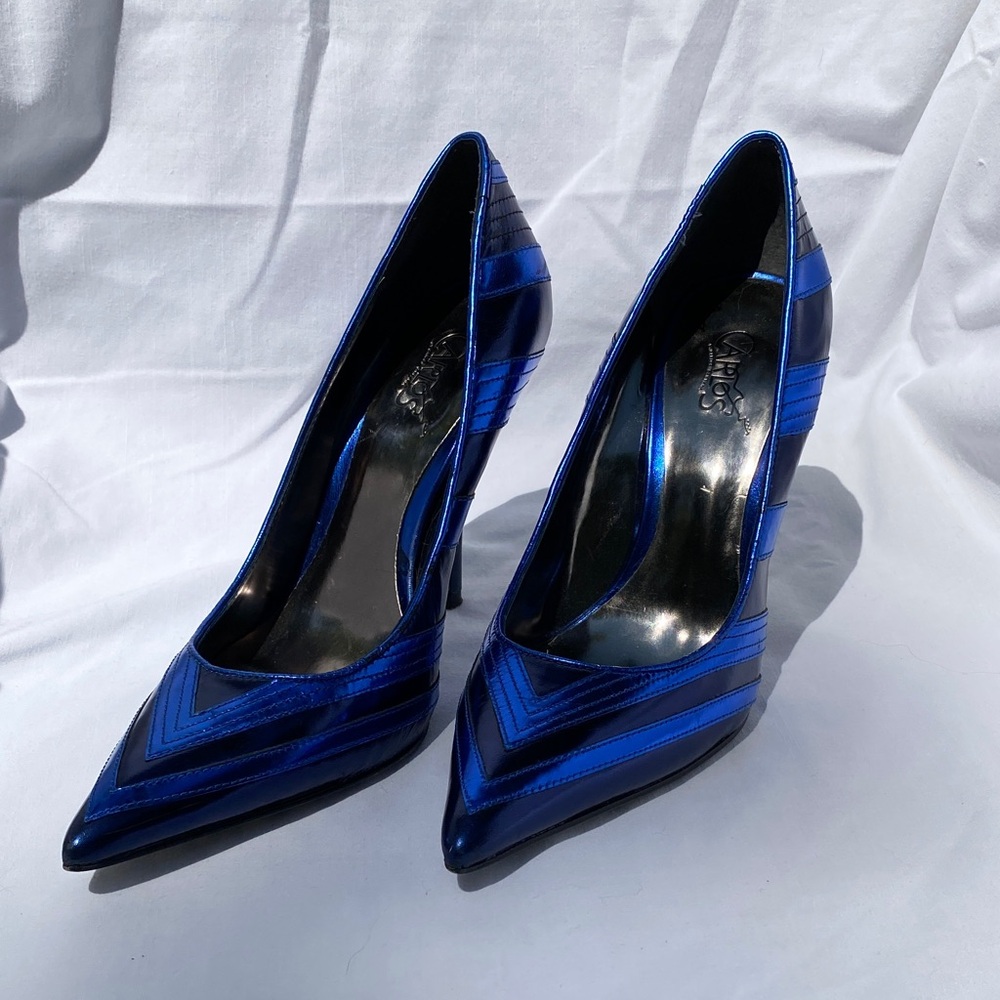 Carlos Santana Black & Blue Casino Leather Heels Women’s size 6 1/2M